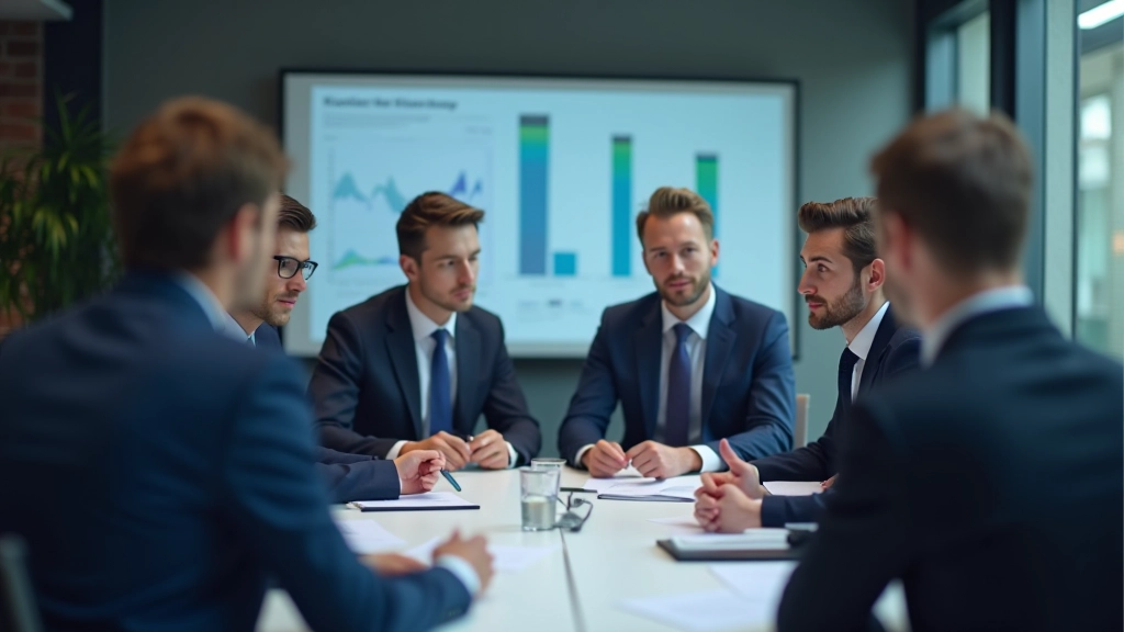 Team von Finanzanalysten in einer Besprechung mit Wechselkursdaten und Exportanalysen